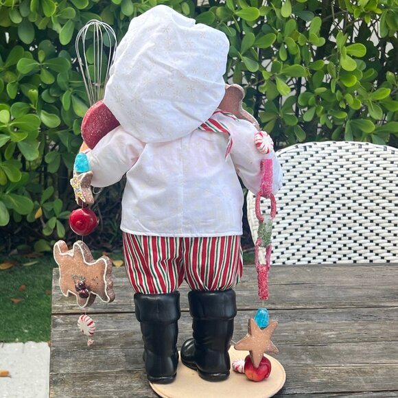 Vintage Annalee 20" Chef Santa with Wisk & Candy Garland Gingerbread Bear 2003 - Picture 10 of 12